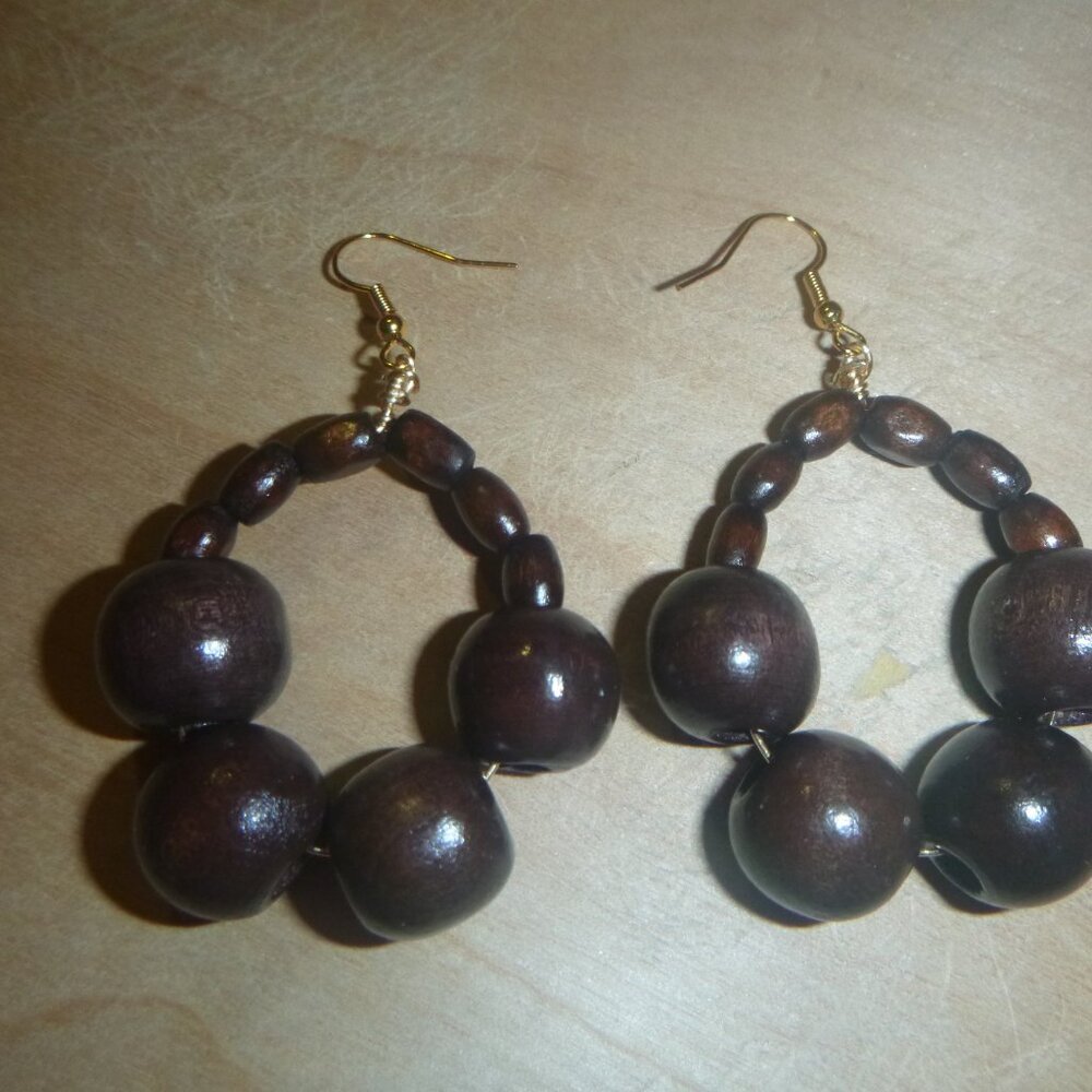 Afrocentric Earrings / Beaded Earrings / Wooden Earrings / Handcrafted Earrings - Picture 9 of 11